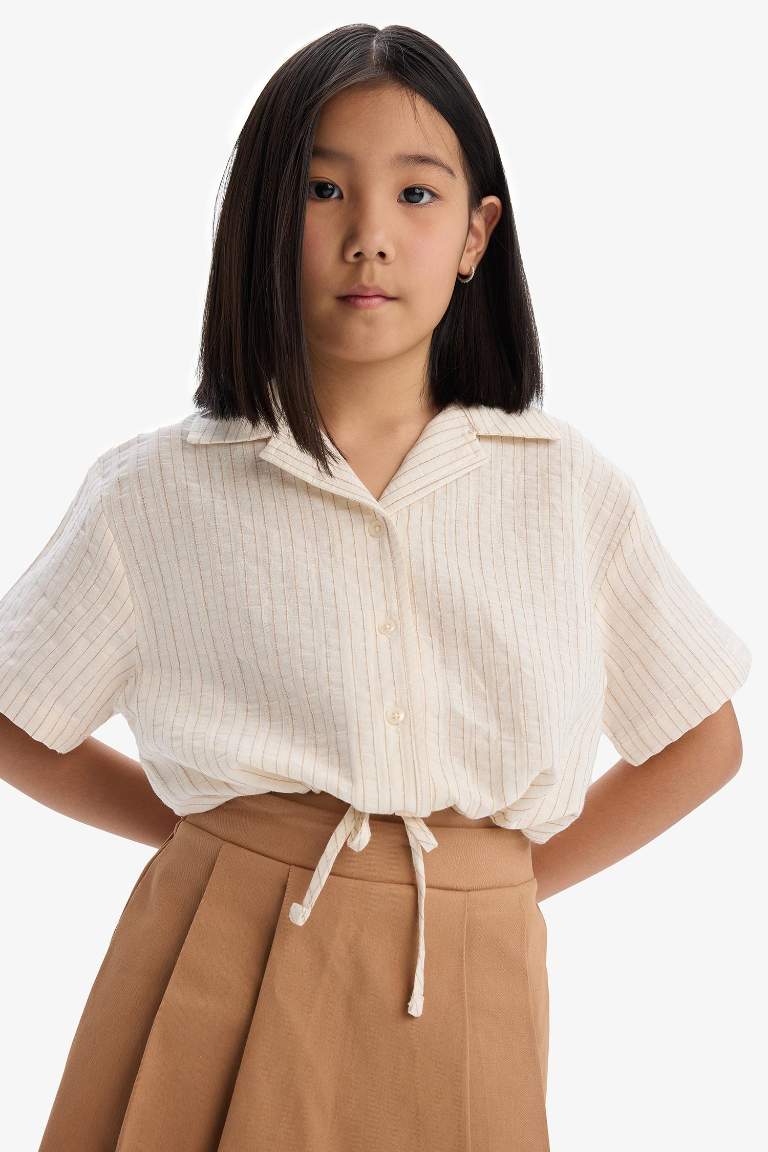 Girl Muslin Short Sleeve Crop Shirt