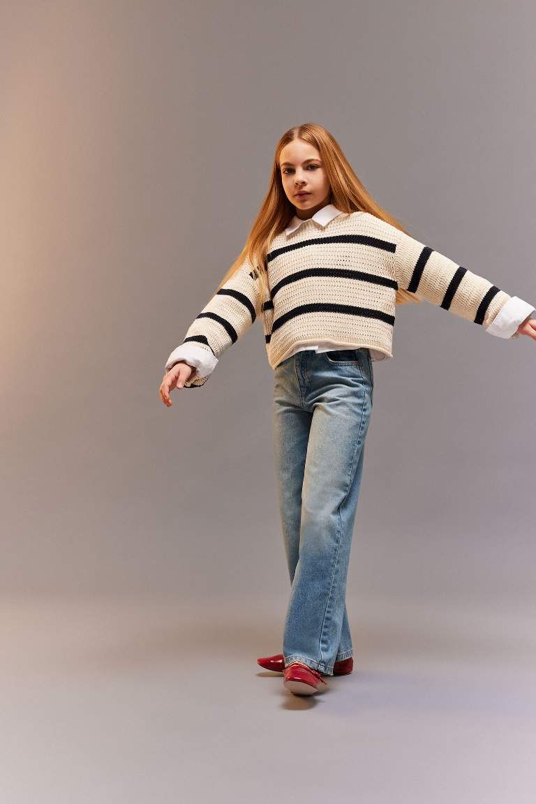 Pantalon en jean à jambes larges pour fille