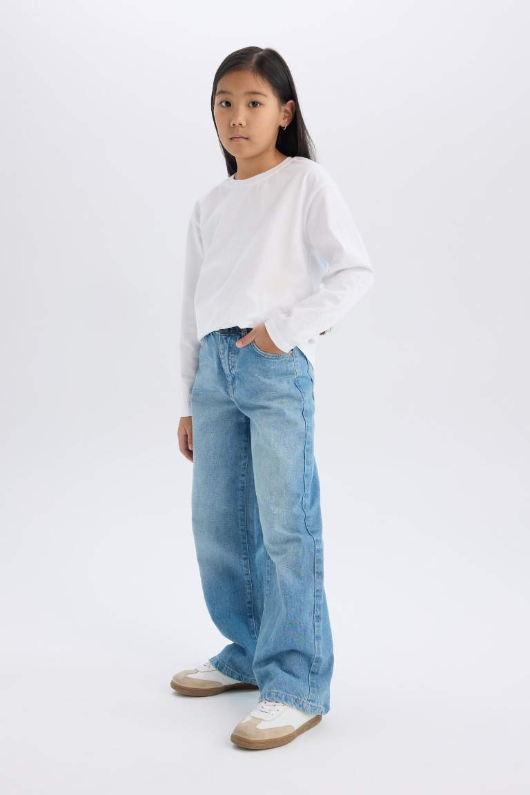 Pantalon en jean à jambes larges pour fille