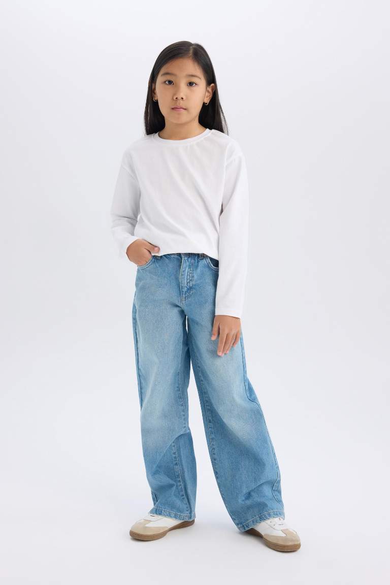 Pantalon en jean à jambes larges pour fille