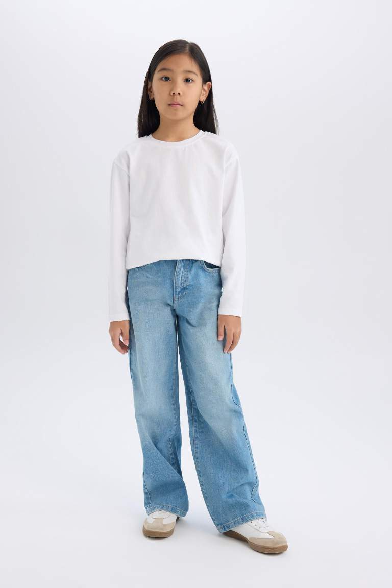 Pantalon en jean à jambes larges pour fille