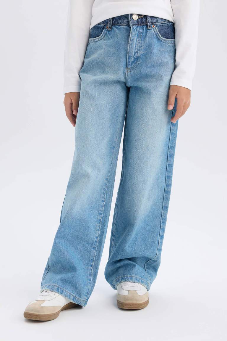 Pantalon en jean à jambes larges pour fille