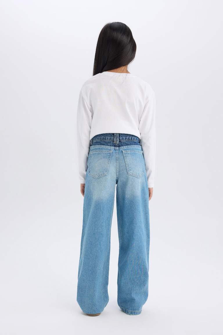 Pantalon en jean à jambes larges pour fille