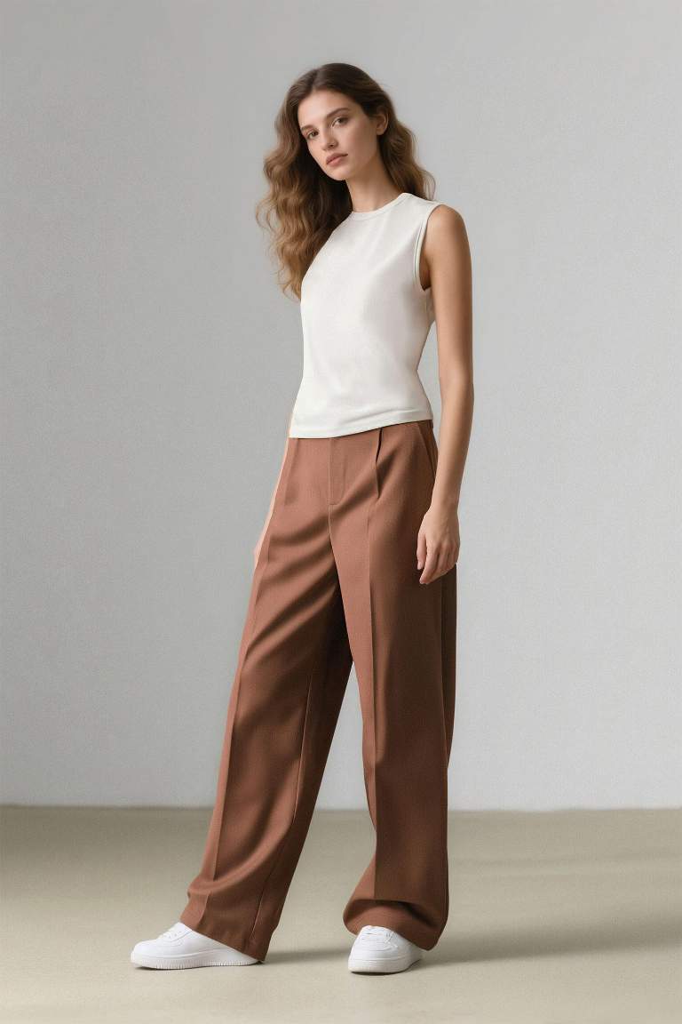 Wide Leg Pocketed High Waist Long Trousers