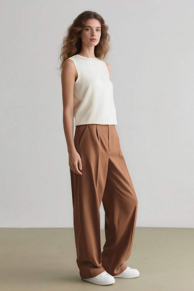 Wide Leg Pocketed High Waist Long Trousers