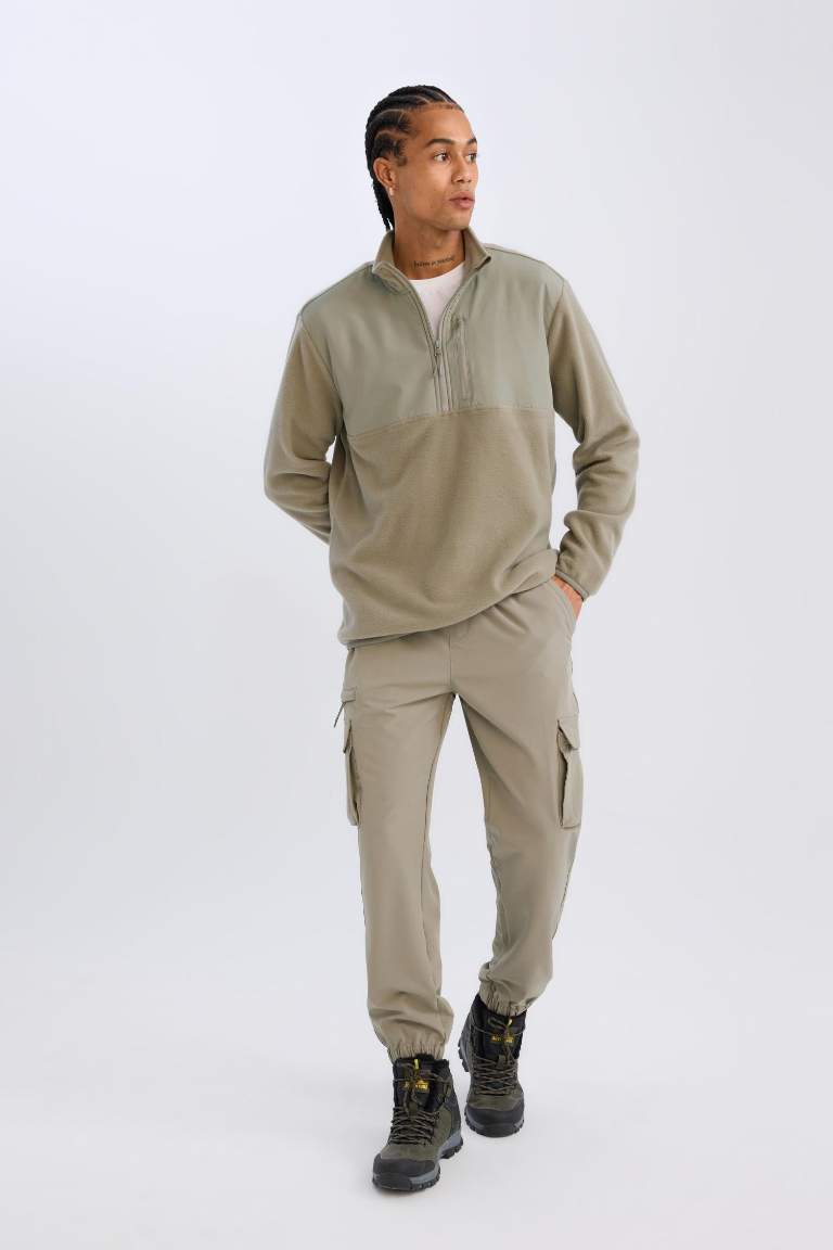 DeFactoFit Standart Fit Dik Yaka Fermuarlı Polar Sporcu Sweatshirt