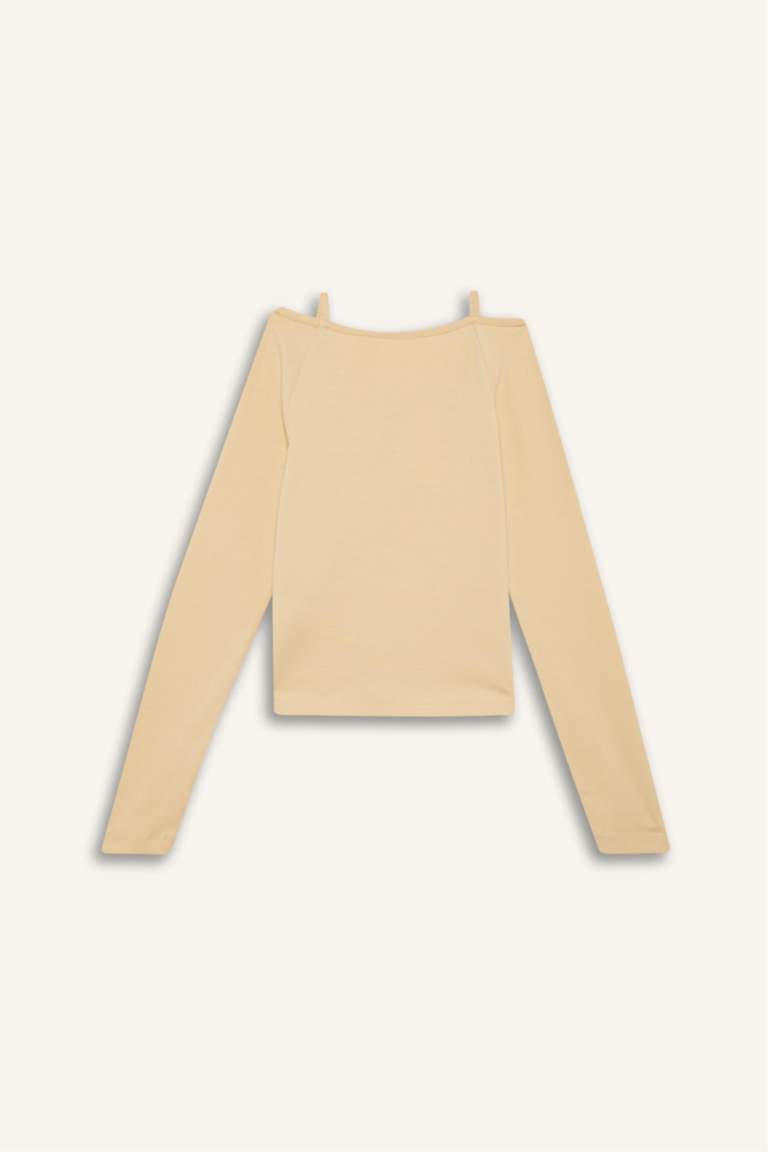 تيشيرت بناتي كم طويل مضلع سليم فيت