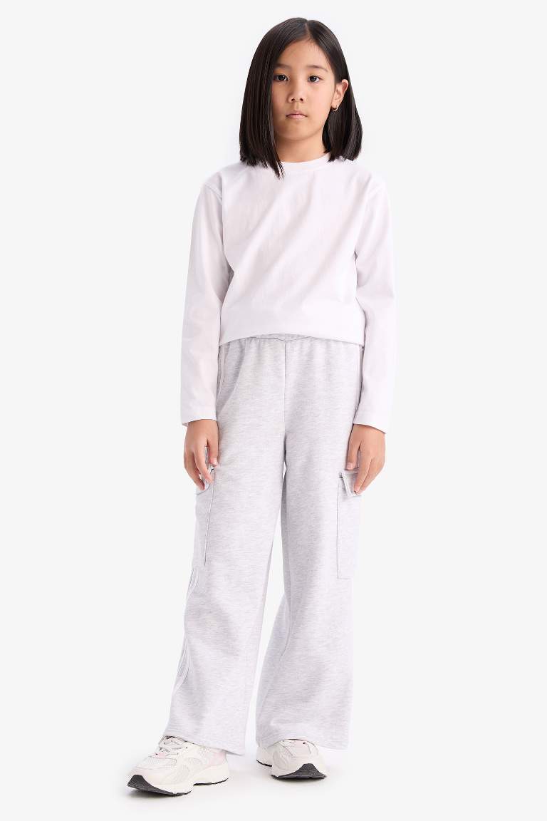 Girl Elastic Waist Wide Leg Sweatpants