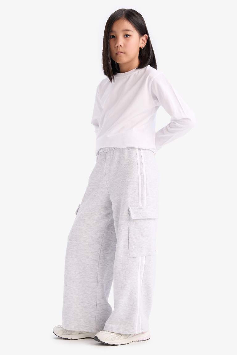 Girl Elastic Waist Wide Leg Sweatpants