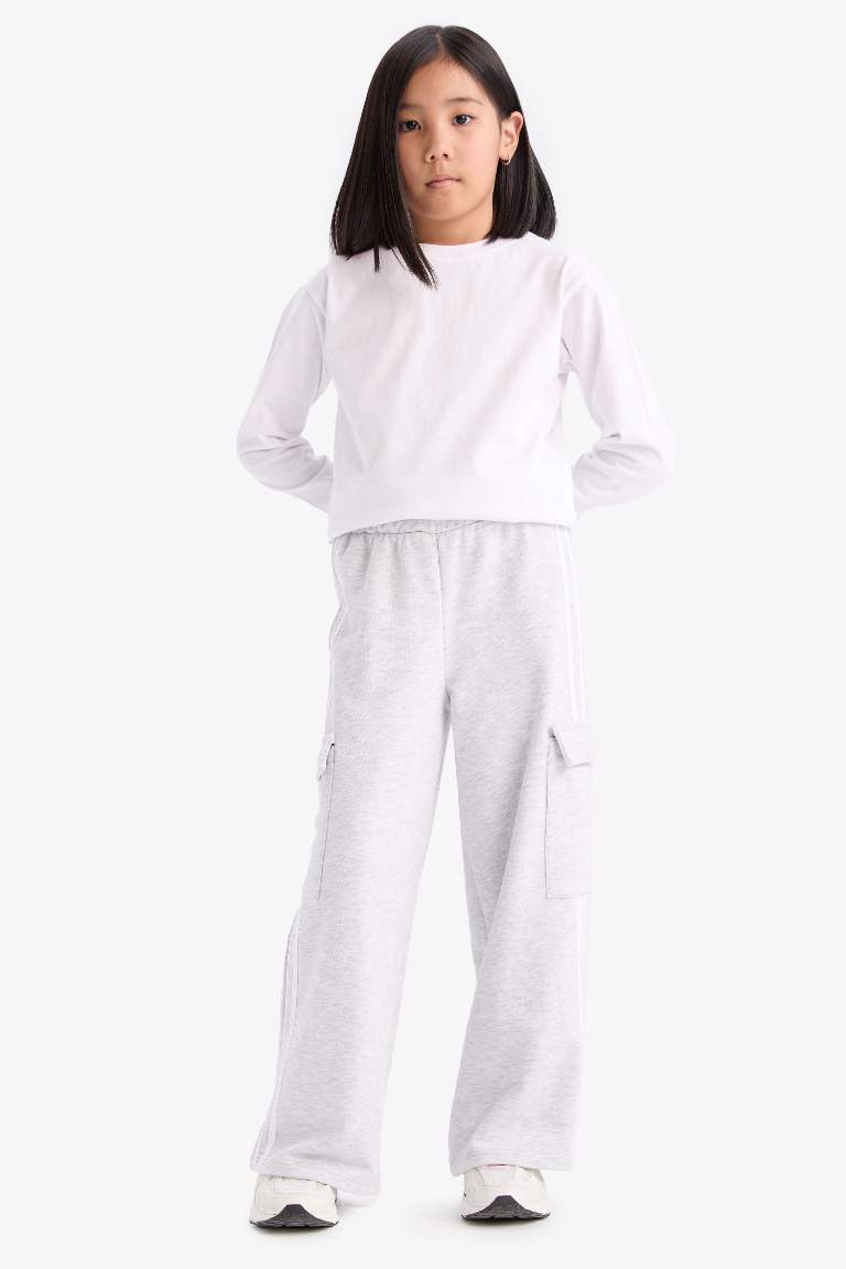 Kız Çocuk Wide Leg Beli Lastikli Geniş Bol Paça Eşofman Altı