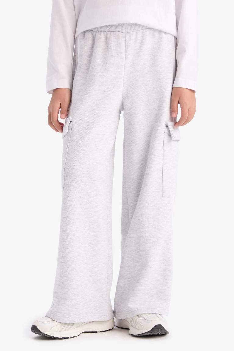 Kız Çocuk Wide Leg Beli Lastikli Geniş Bol Paça Eşofman Altı