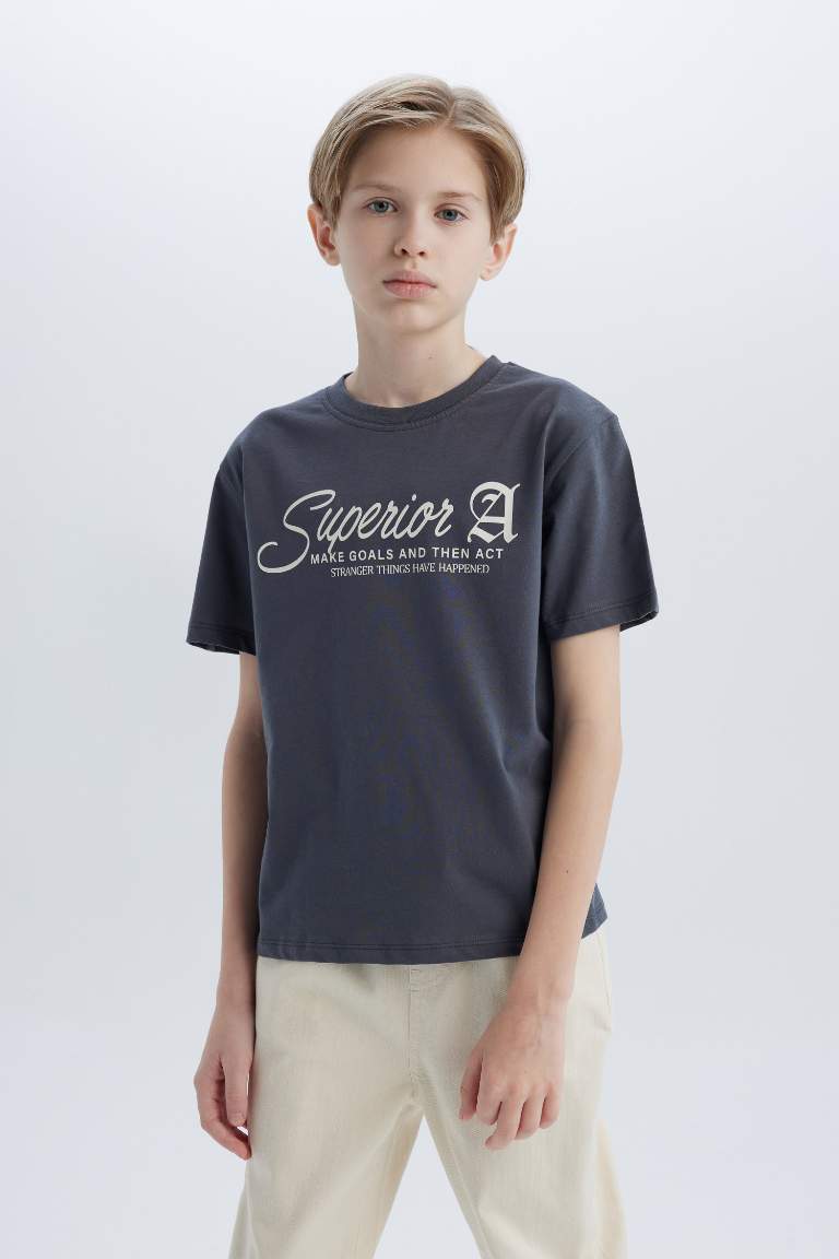 Boy Crew Neck Printed Short Sleeve T-Shirt