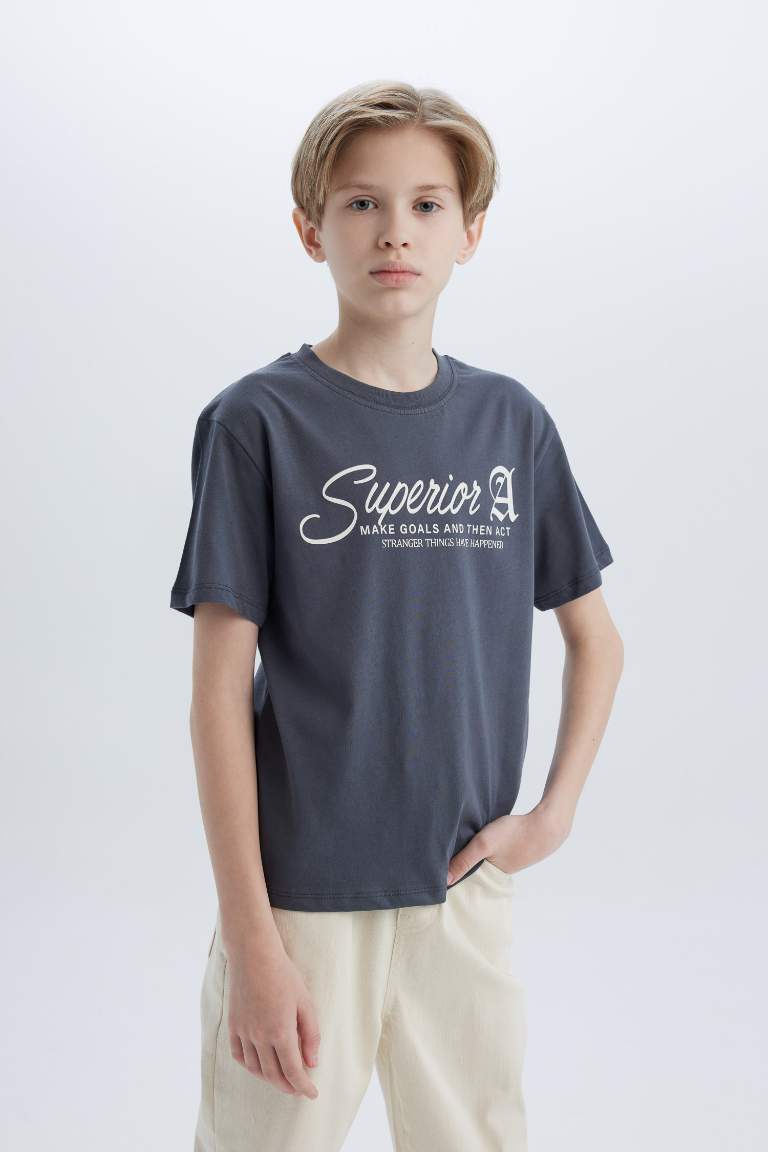 Boy Crew Neck Printed Short Sleeve T-Shirt