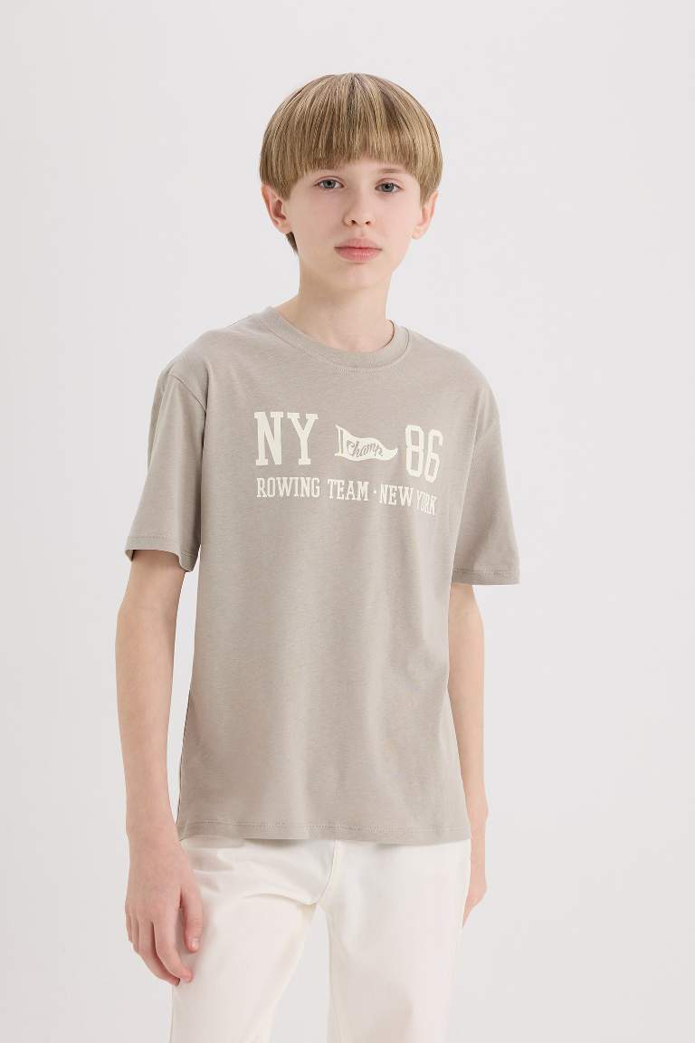 Boy Crew Neck Back Printed Short Sleeve T-Shirt