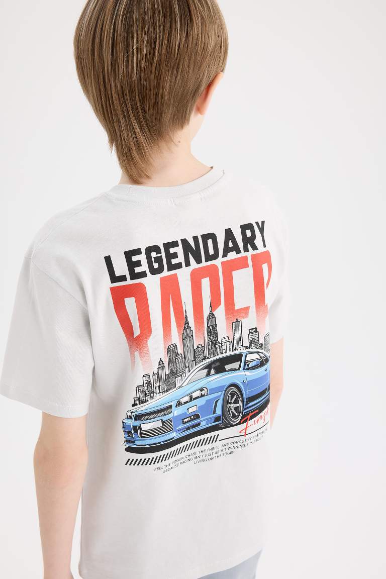 Boy Crew Neck Back Printed Short Sleeve T-Shirt