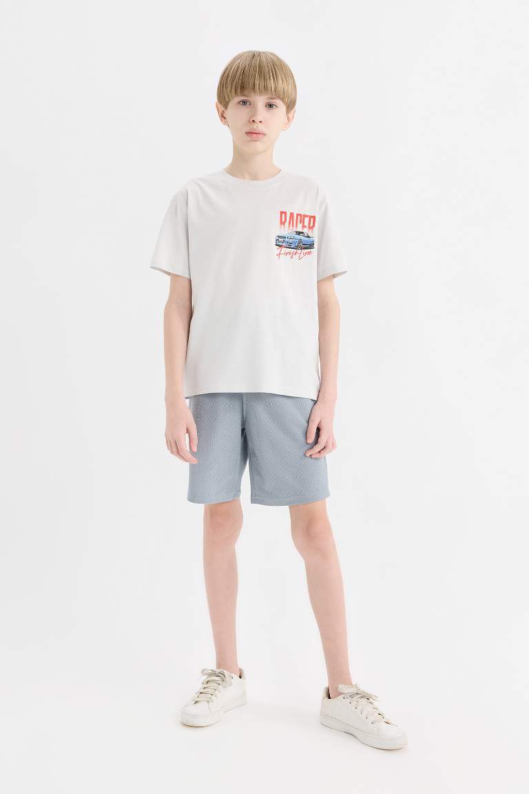 Boy Crew Neck Back Printed Short Sleeve T-Shirt