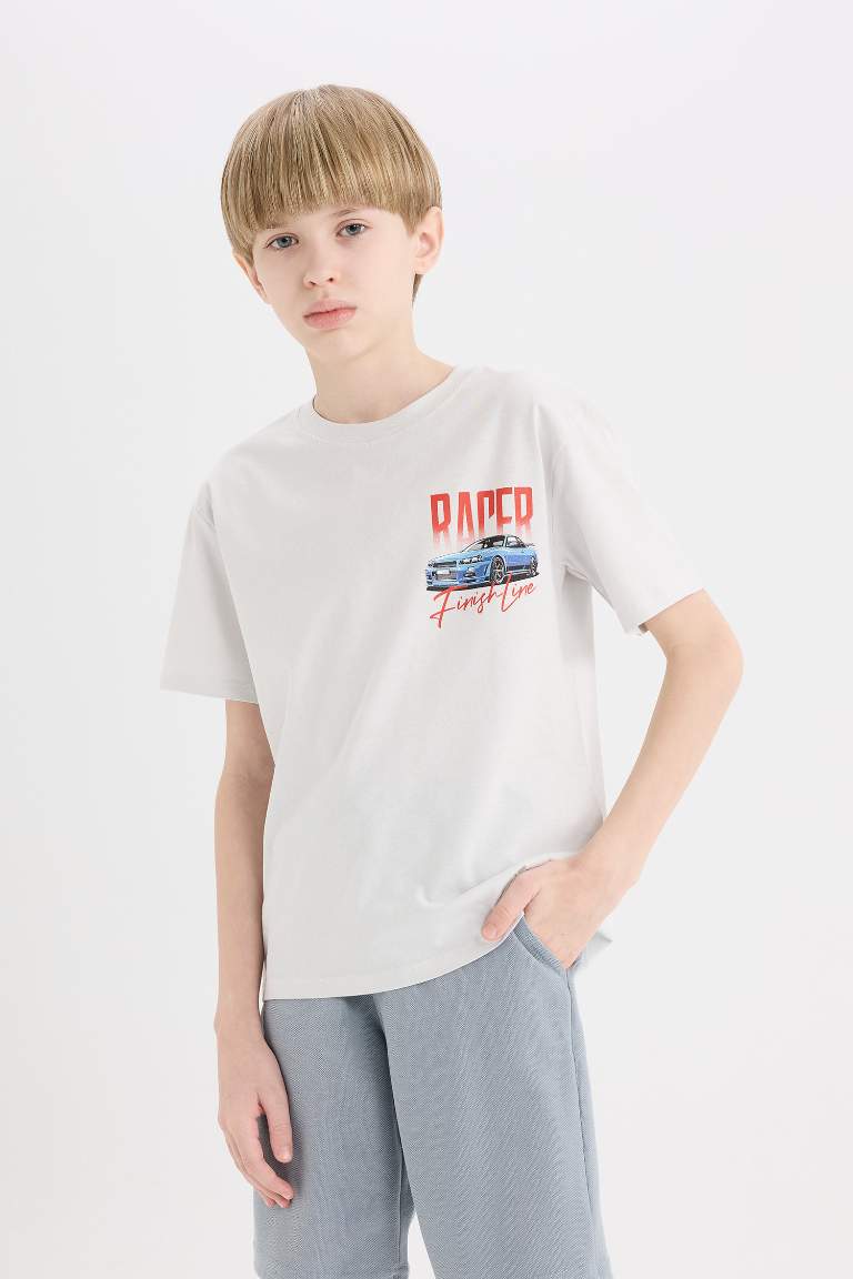 Boy Crew Neck Back Printed Short Sleeve T-Shirt