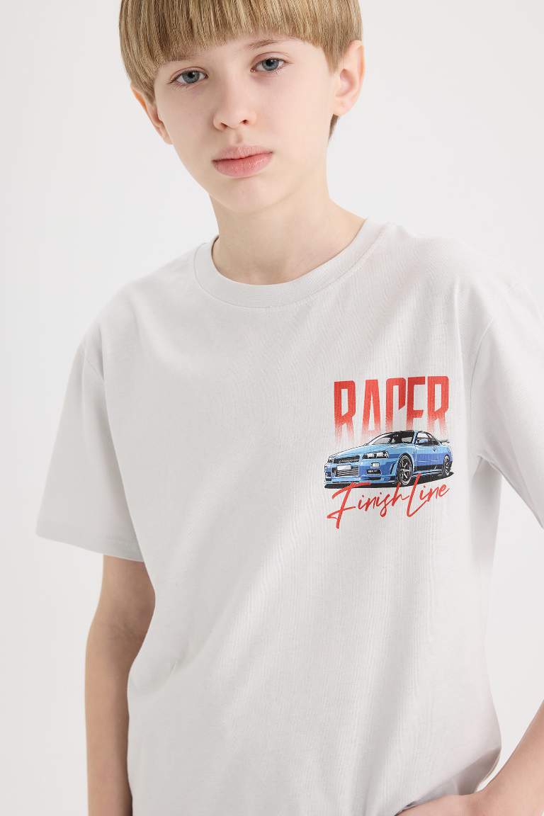 Boy Crew Neck Back Printed Short Sleeve T-Shirt