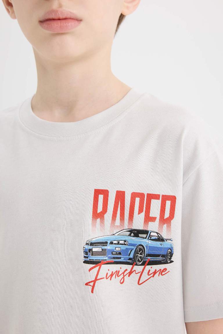 Boy Crew Neck Back Printed Short Sleeve T-Shirt