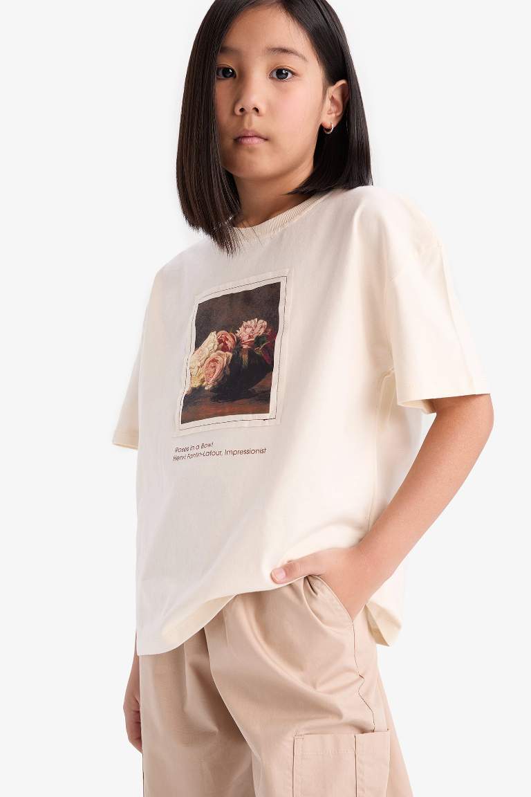 T-shirt oversize à col rond et manches courtes pour fille