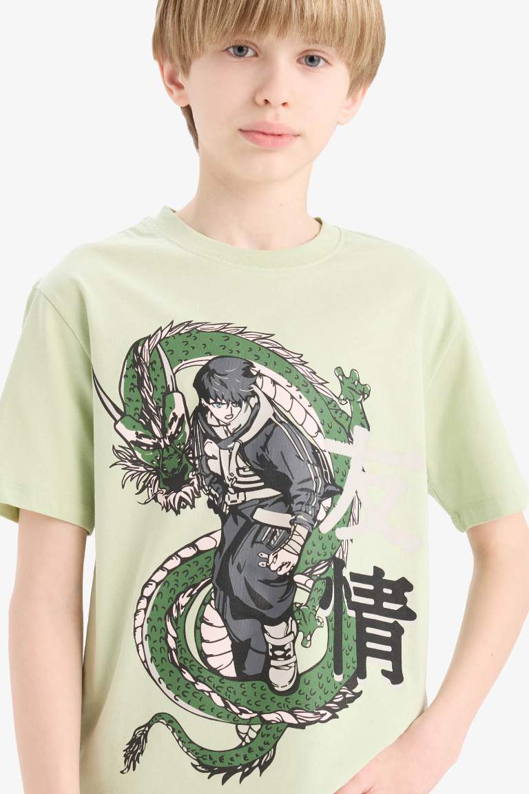 Boy New Regular Fit Crew Neck Anime Printed T-Shirt