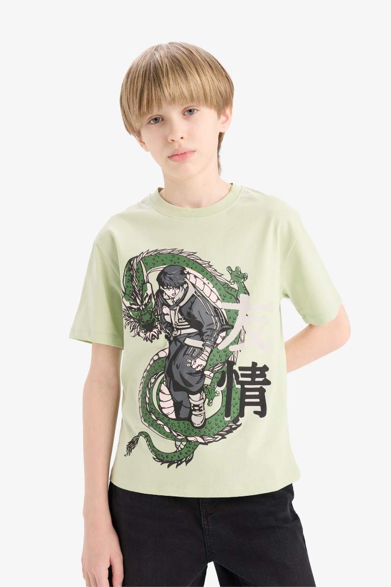 Boy New Regular Fit Crew Neck Anime Printed T-Shirt