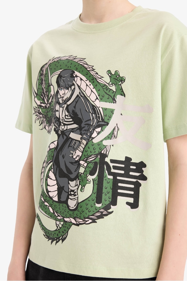 Boy New Regular Fit Crew Neck Anime Printed T-Shirt