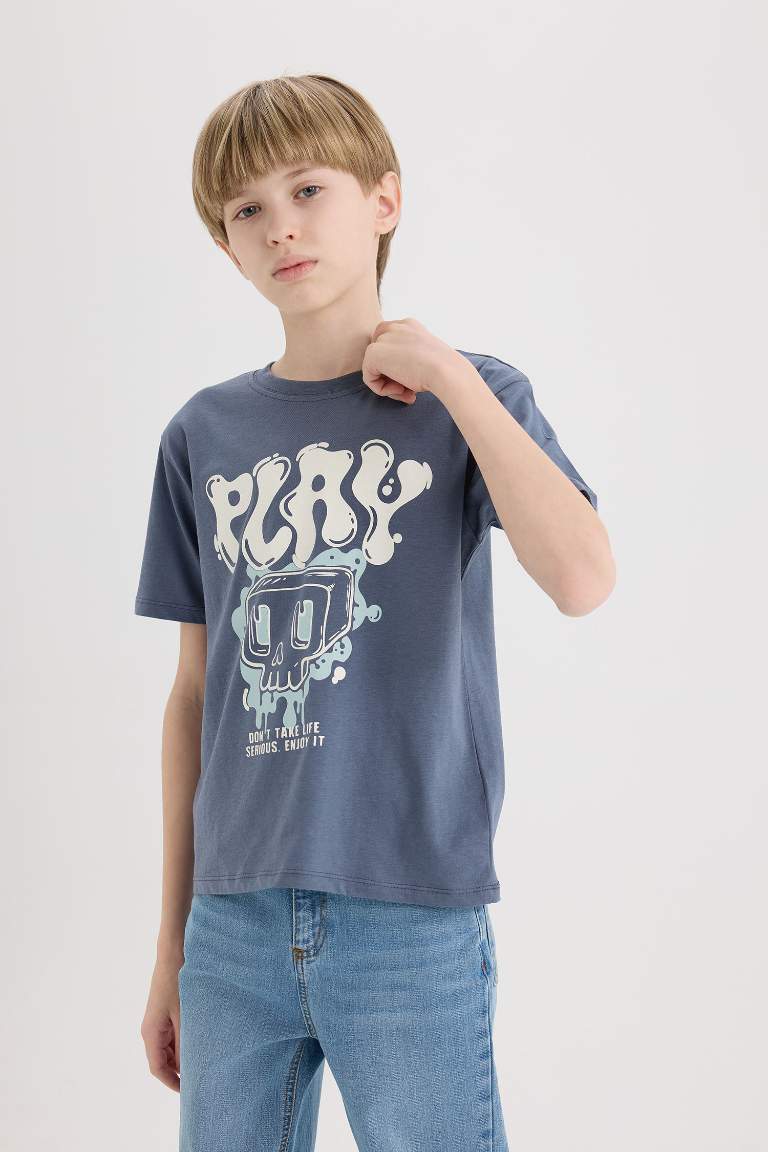 Boy Crew Neck Printed Short Sleeve T-Shirt