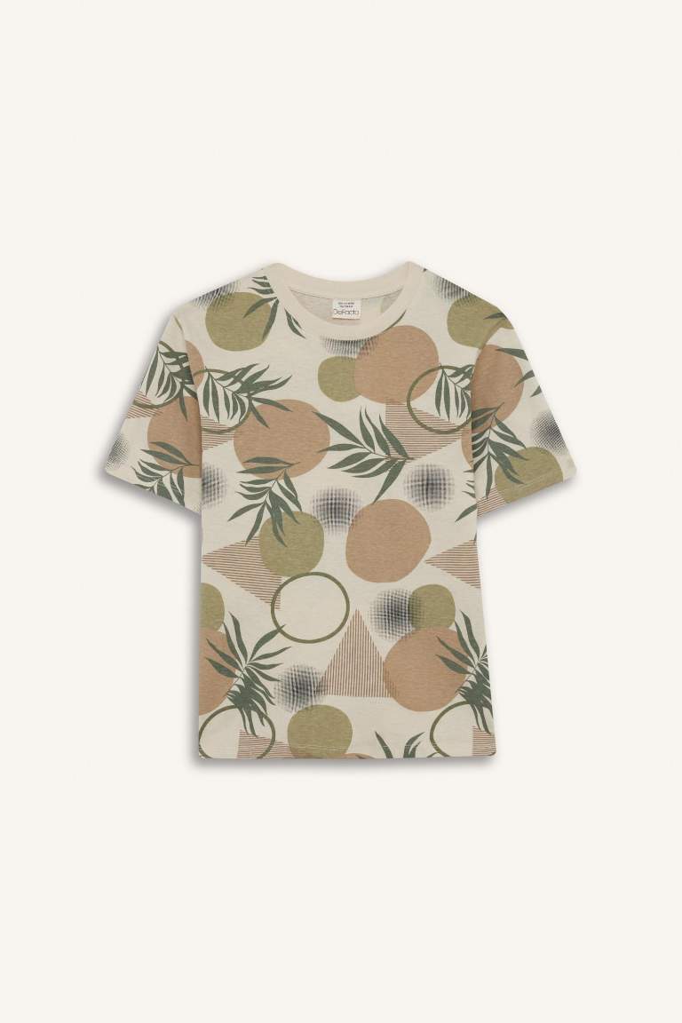 Boy Crew Neck Patterned Short Sleeve T-Shirt