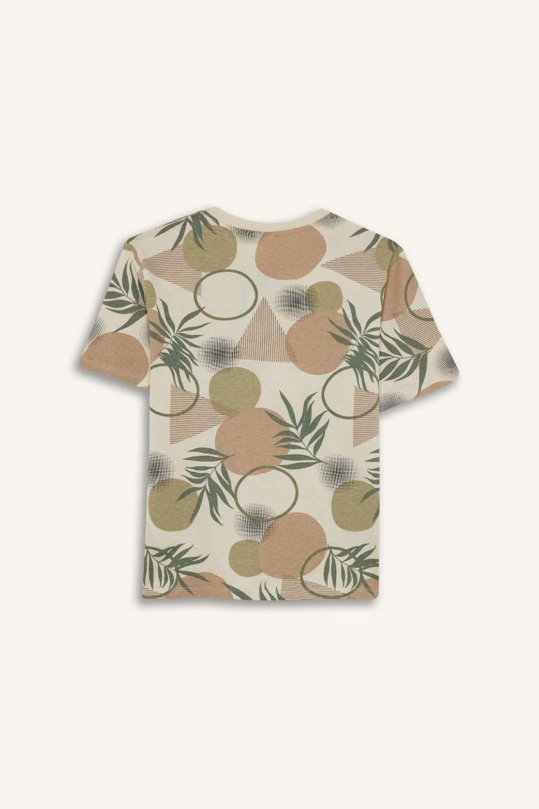 Boy Crew Neck Patterned Short Sleeve T-Shirt