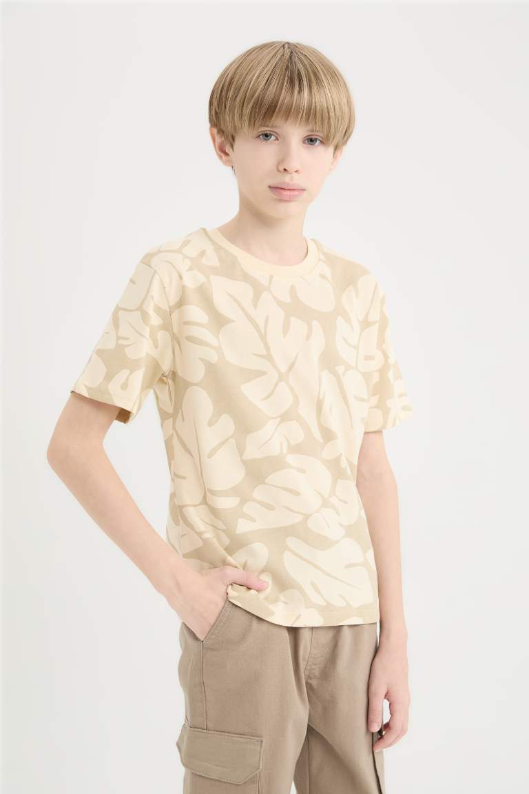 Boy Crew Neck Patterned Short Sleeve T-Shirt