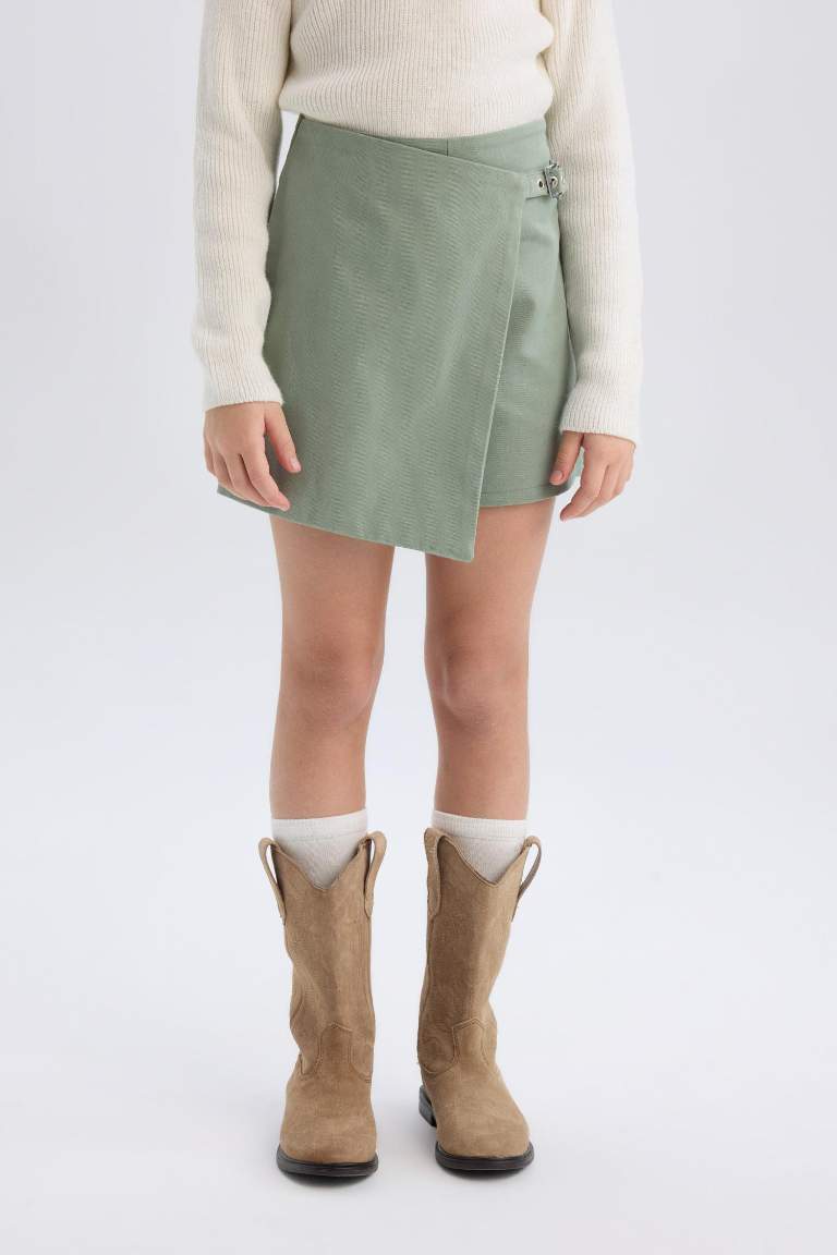 Short-jupe en gabardine pour fille