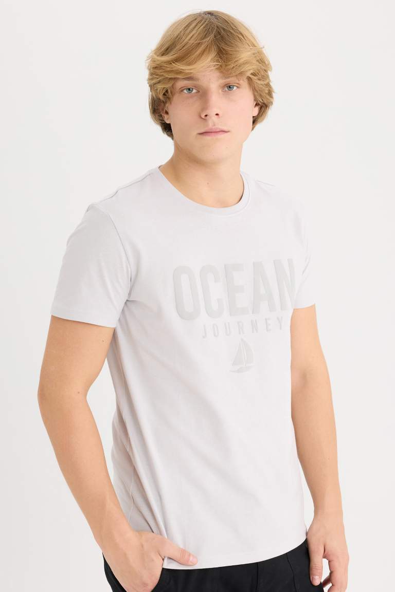 Slim Fit Crew Neck Printed Short Sleeve T-Shirt