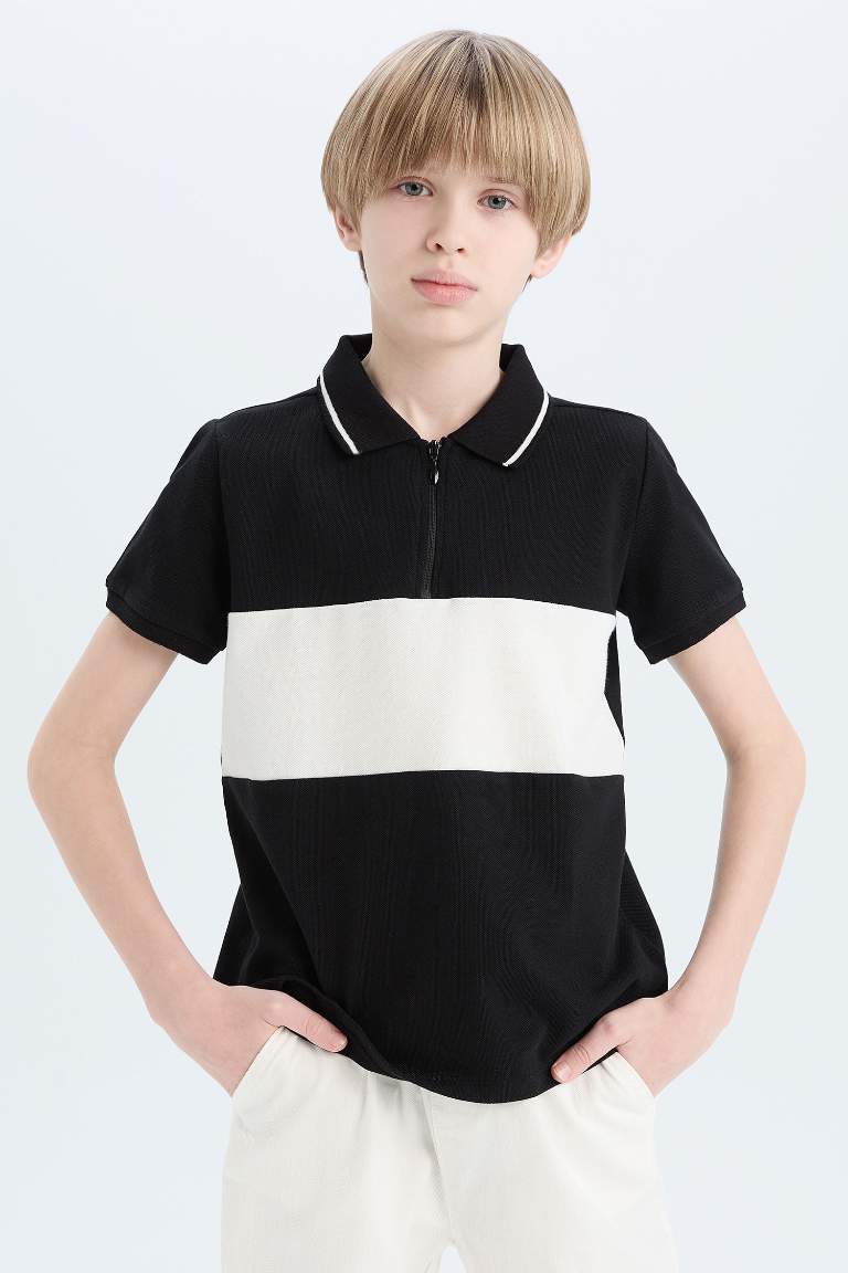 Boy Boy Color Block Pique Polo T-Shirt