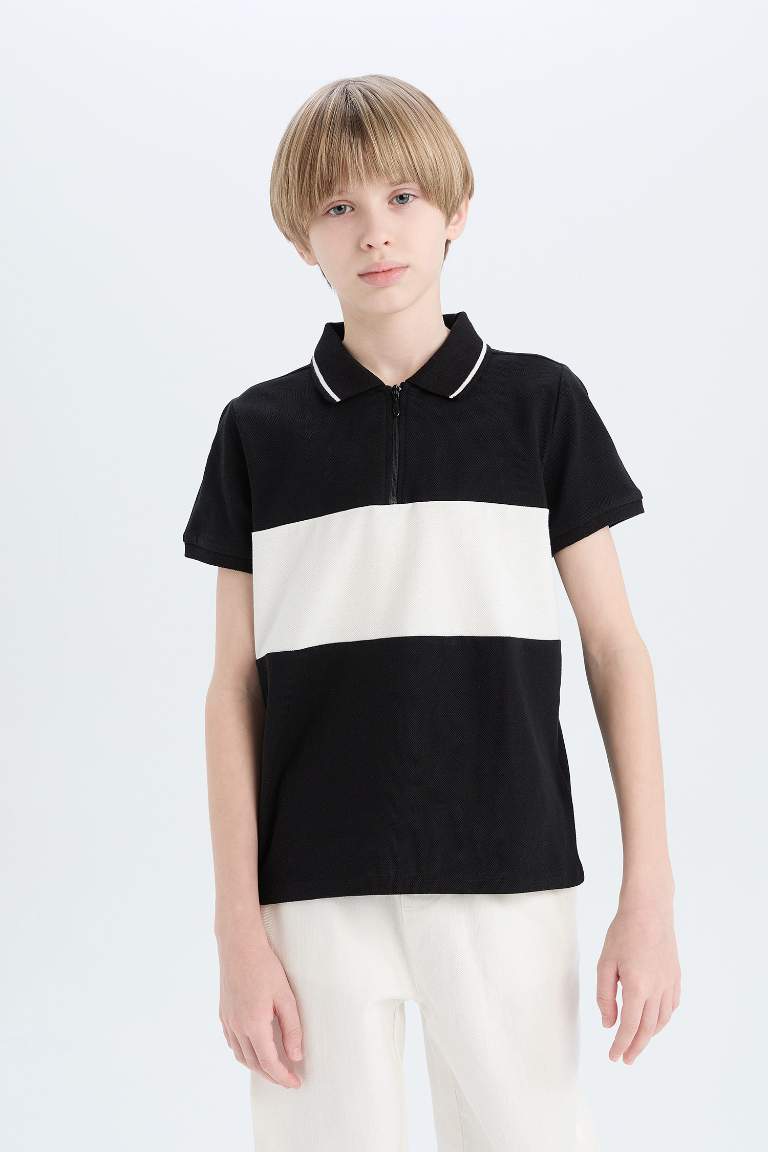 Boy Boy Color Block Pique Polo T-Shirt