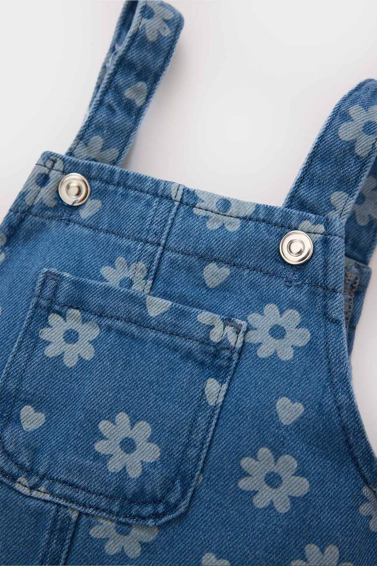 Robe salopette en jean imprimée pour bébé fille