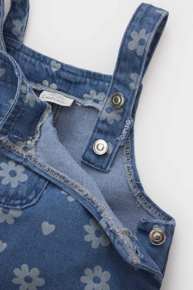 Robe salopette en jean imprimée pour bébé fille