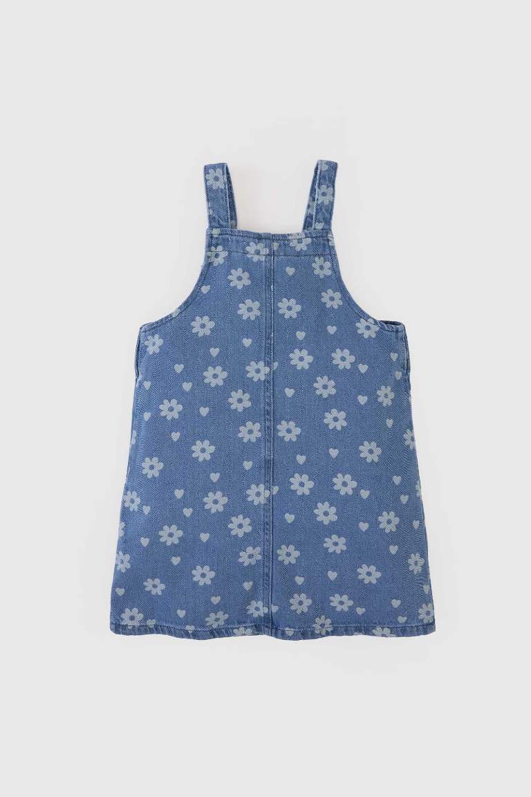 Robe salopette en jean imprimée pour bébé fille