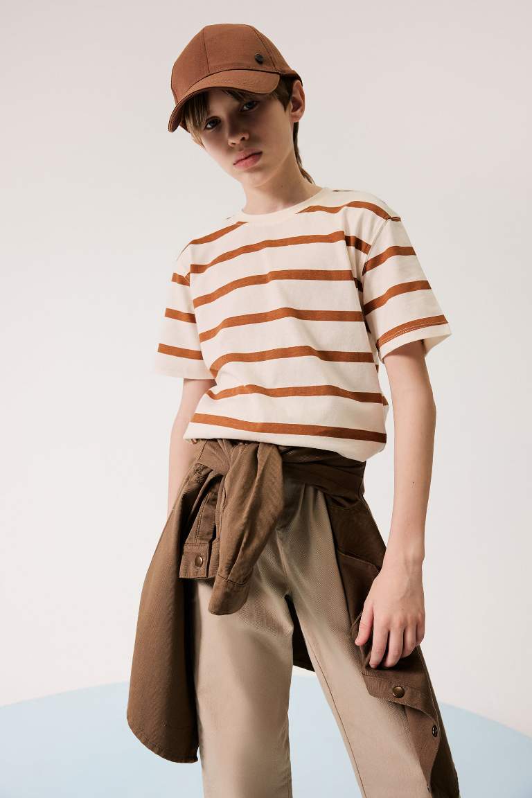 Boy Crew Neck Striped Short Sleeve T-Shirt