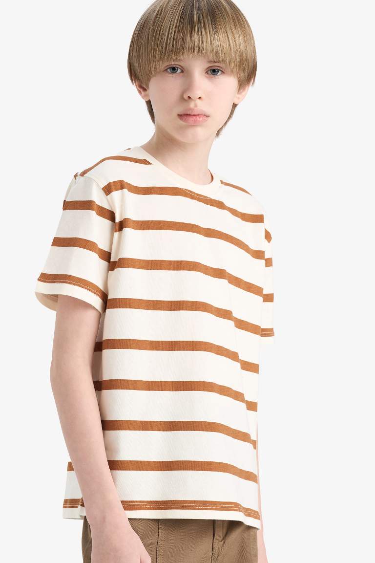 Boy Crew Neck Striped Short Sleeve T-Shirt