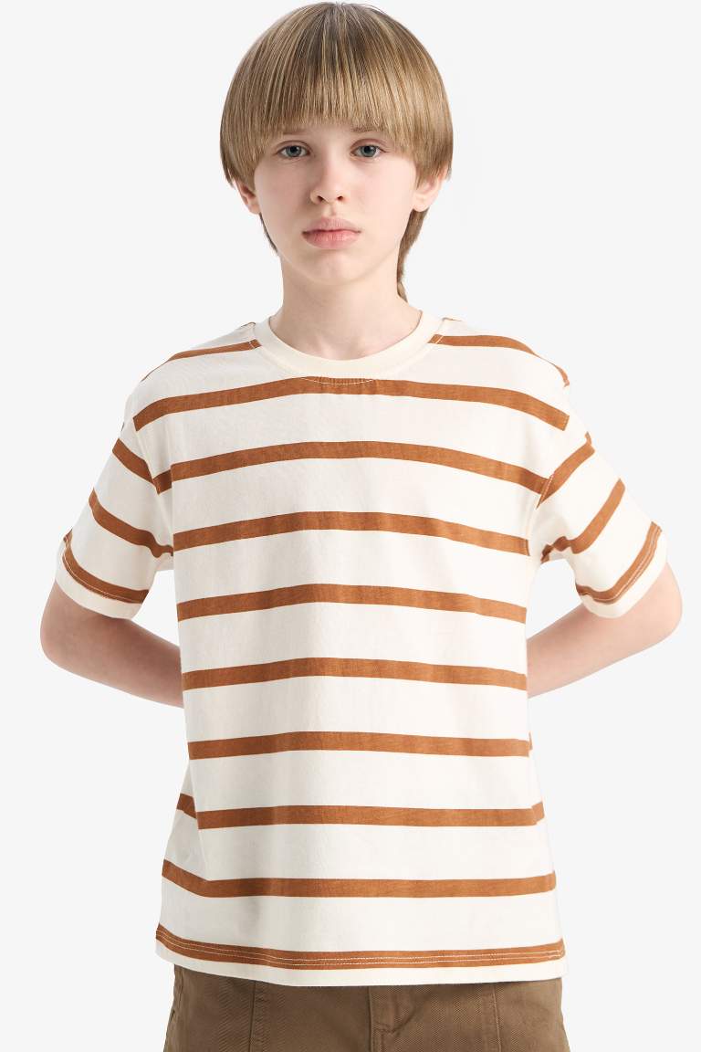 Boy Crew Neck Striped Short Sleeve T-Shirt