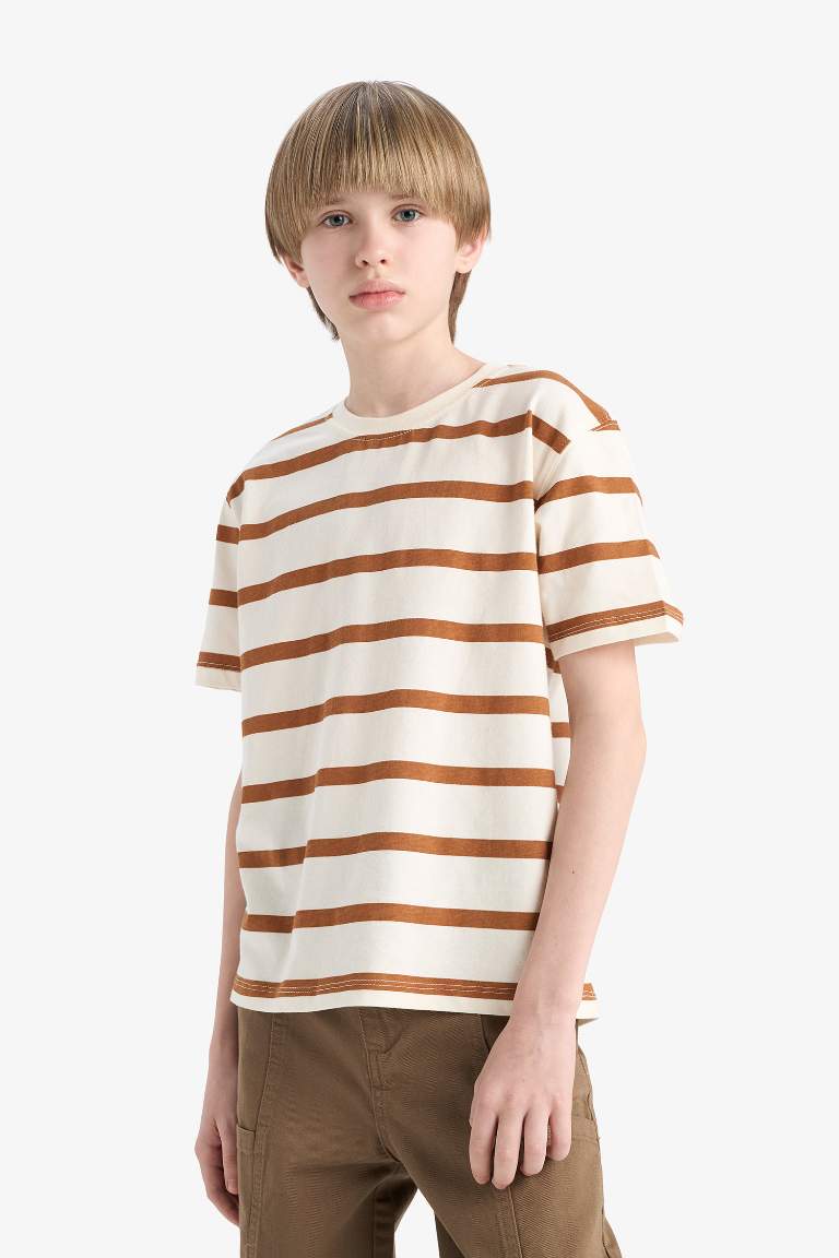 Boy Crew Neck Striped Short Sleeve T-Shirt