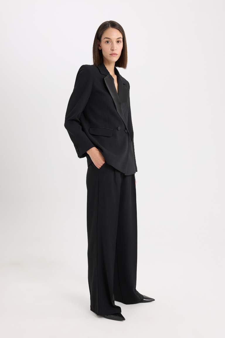 Palazzo High Waist Crepe Fabric Classic Trousers