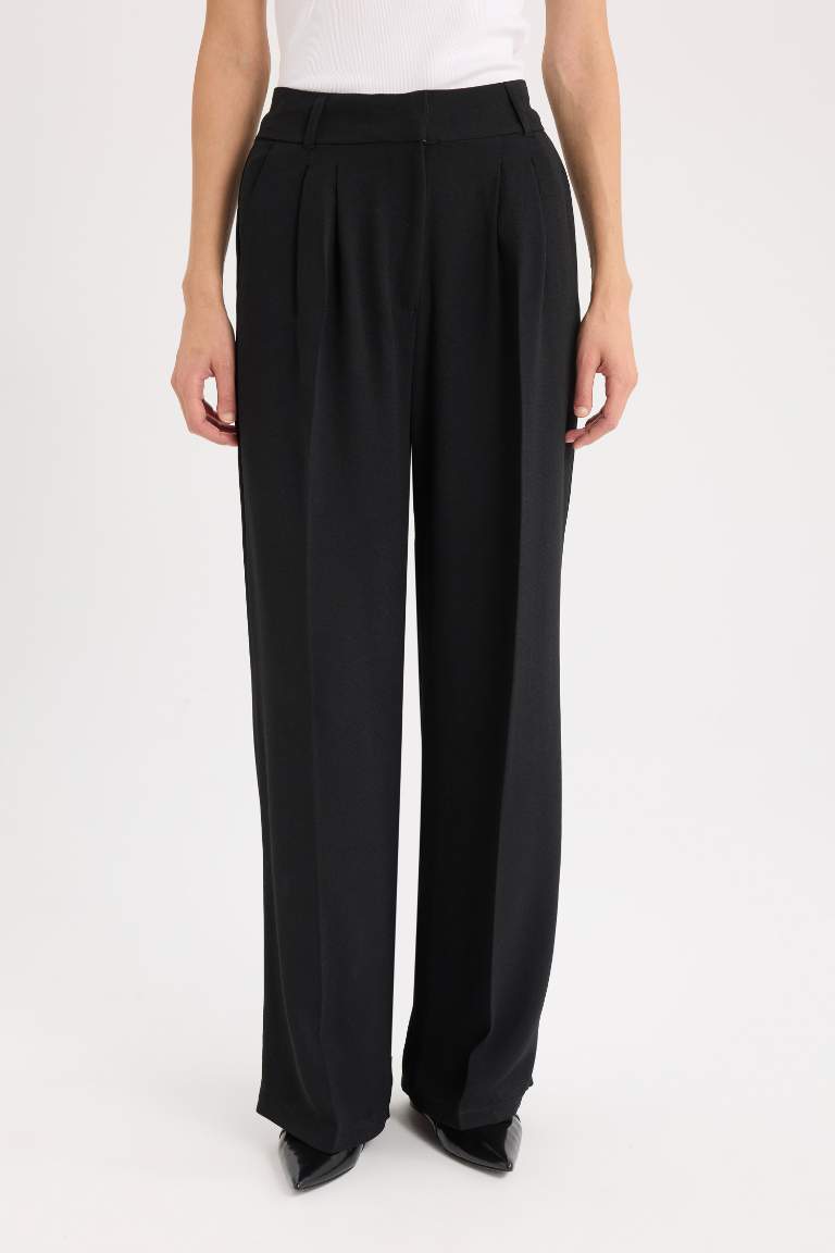 Palazzo High Waist Crepe Fabric Classic Trousers