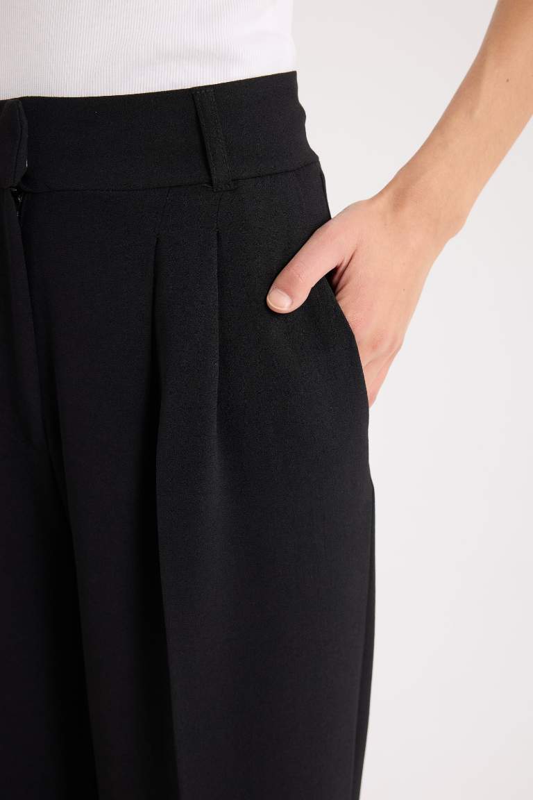 Palazzo High Waist Crepe Fabric Classic Trousers