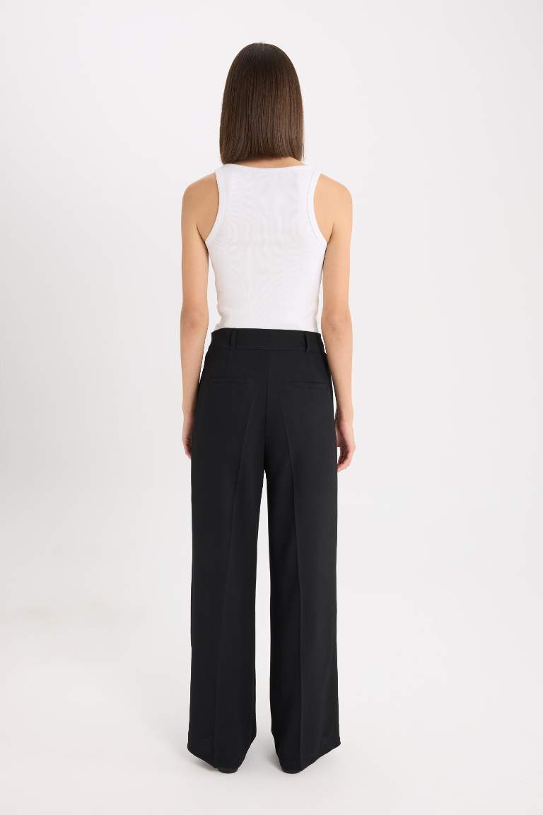 Palazzo High Waist Crepe Fabric Classic Trousers