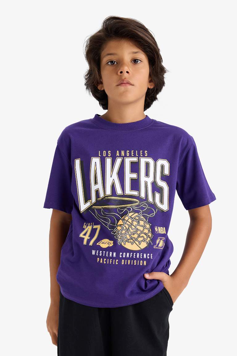 Erkek Çocuk NBA Los Angeles Lakers Sırt Baskılı Kısa Kollu Tişört