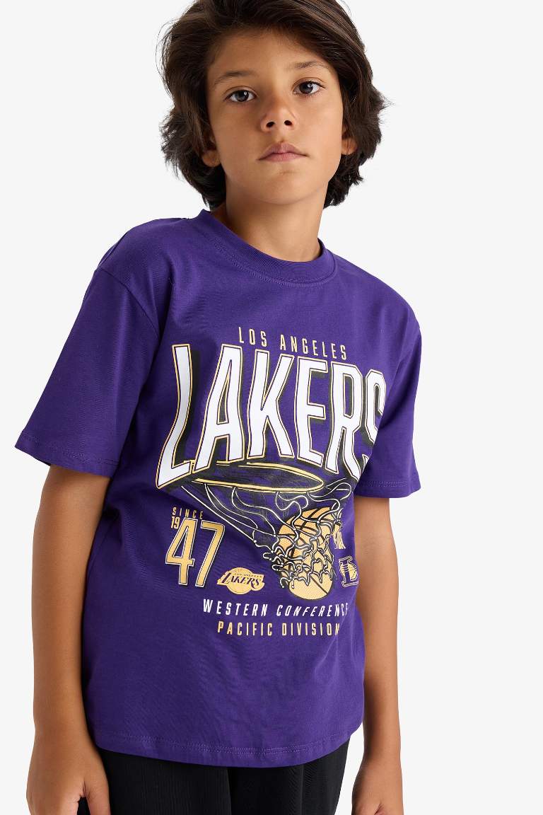 Erkek Çocuk NBA Los Angeles Lakers Sırt Baskılı Kısa Kollu Tişört