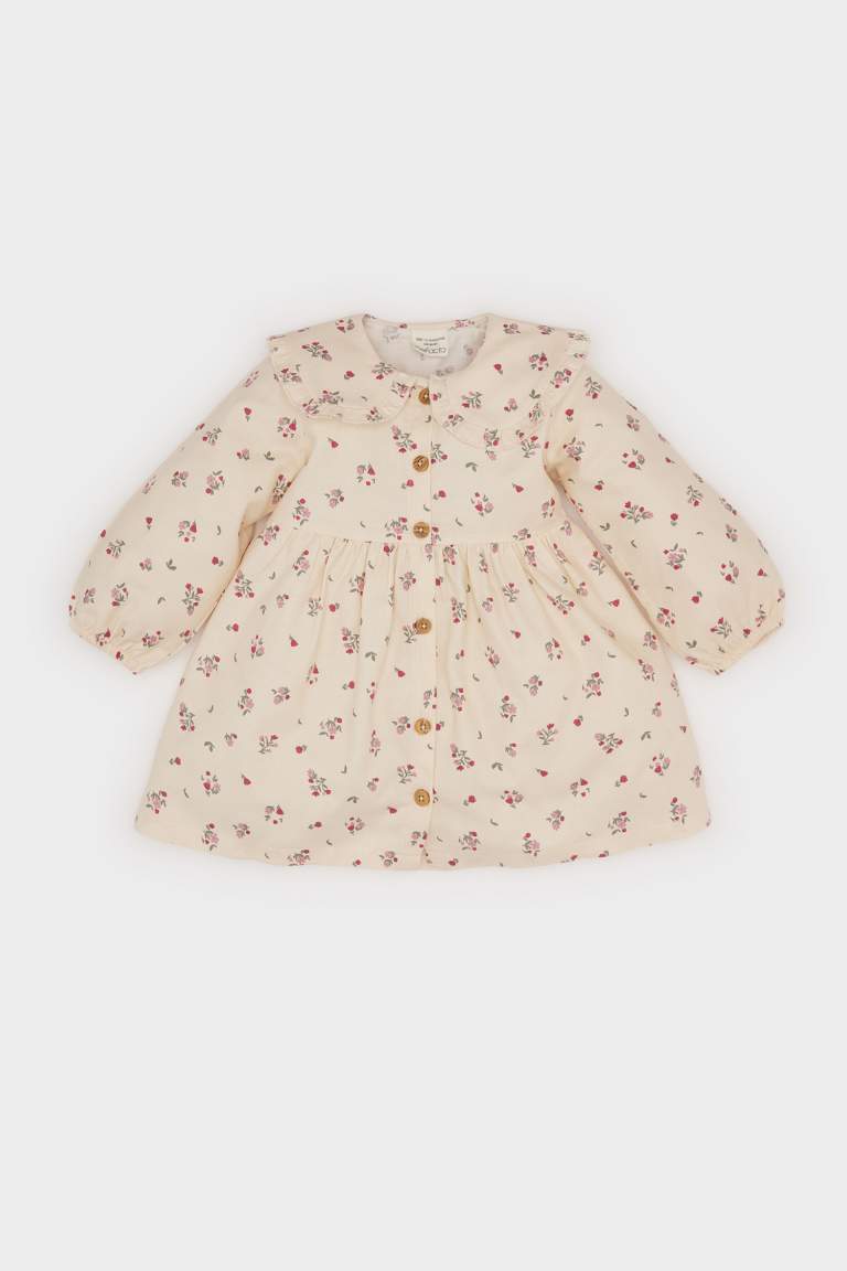 Robe à manches longues en twill fleuri pour bébé fille