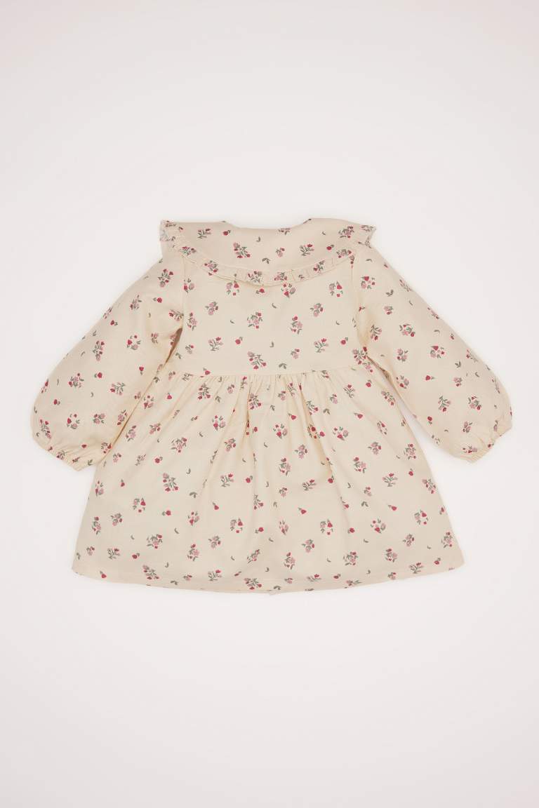 Baby Girl Floral Long Sleeve Twill Dress